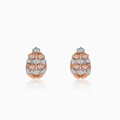 Dual Tone Oval Reef Silver Earrings