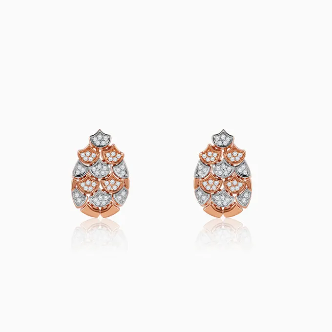 Dual Tone Oval Reef Silver Earrings