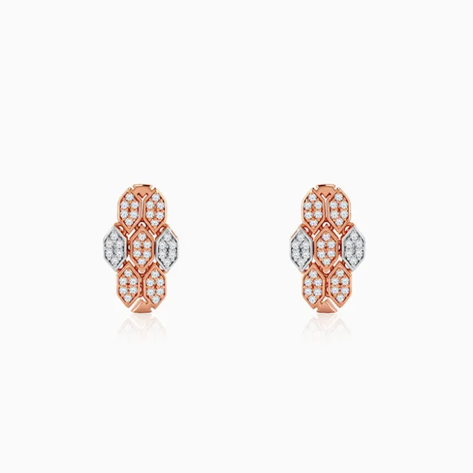 Dual Tone Petaline Shine Silver Earrings