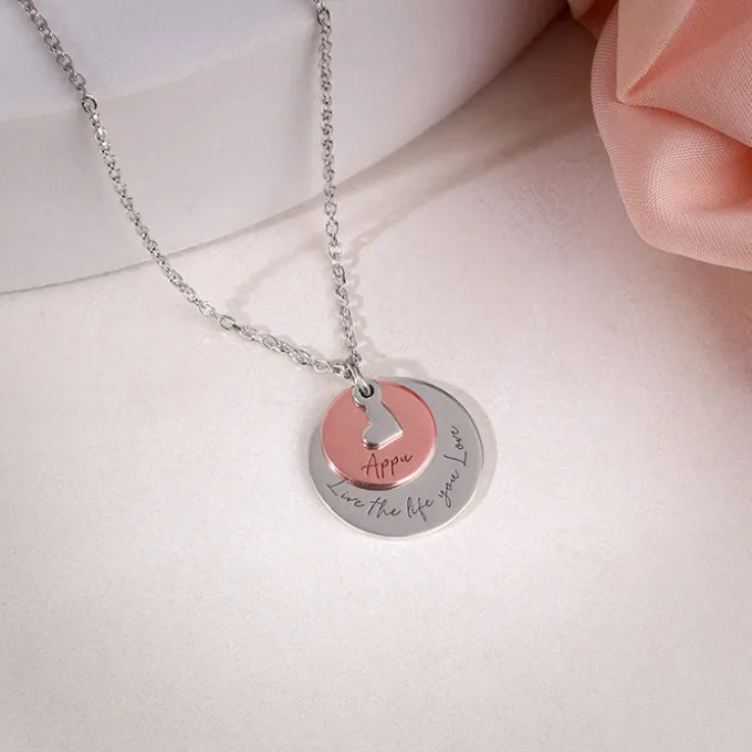 Dual Tone Rose Gold Personalised Layered Coins Name Necklace