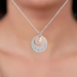 Dual Tone Rose Gold Personalised Layered Coins Name Necklace