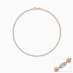 Dual Tone Textured Beaded Silver Anklet