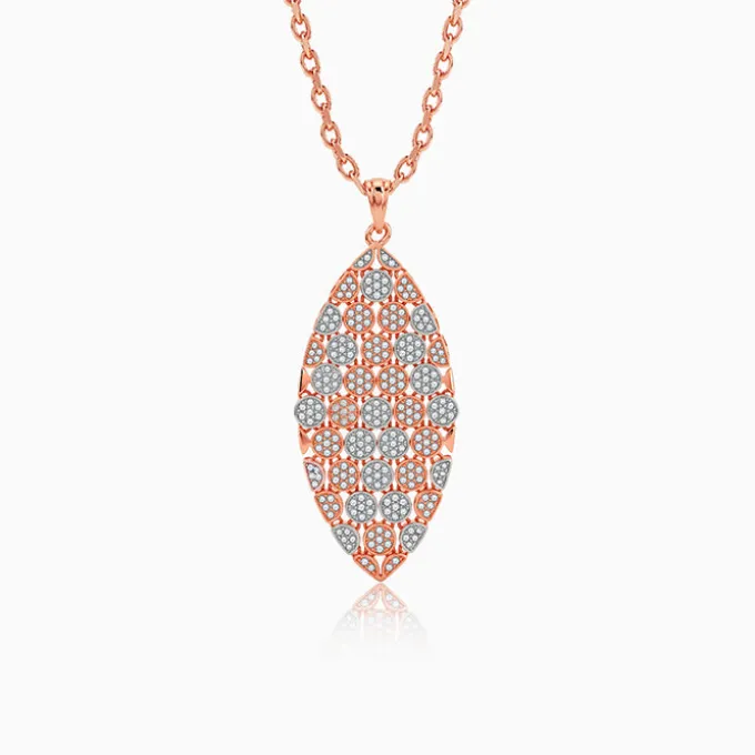 Dual Tone Verdant Glow Silver Pendant With Link Chain