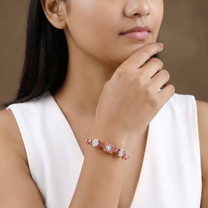 Dual Tone Zenith Charm Silver Bracelet