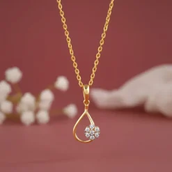 Gold Aqua Bloom Lab Grown Diamond Pendant