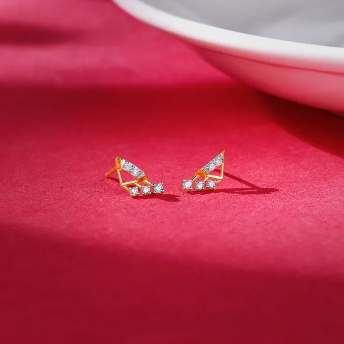 Gold Archer Diamond Earrings