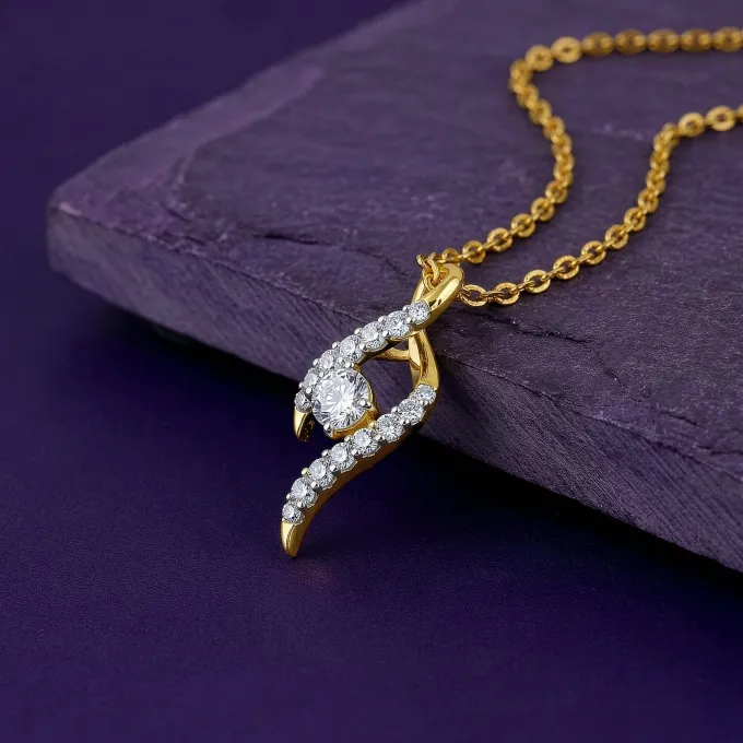 Gold Aurelia Spiral Lab Grown Diamond Pendant