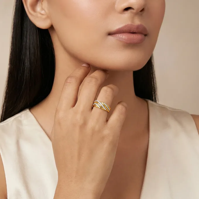 Gold Aurelle Wave Lab Grown Diamond Ring (Size 12)