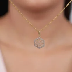 Gold Aurum Edge Lab Grown Diamond Pendant