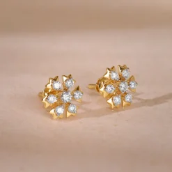 Gold Bloom Bliss Lab Grown Diamond Stud Earrings