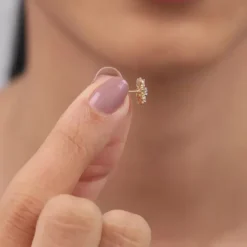 Gold Bloom Bliss Lab Grown Diamond Stud Earrings