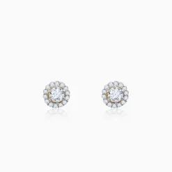 Gold Blossom Halo Lab Grown Diamond Earrings