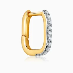 Gold Bold Circles Diamond J Hoop Earrings