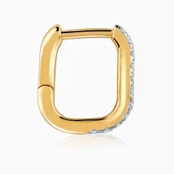 Gold Bold Circles Diamond J Hoop Earrings