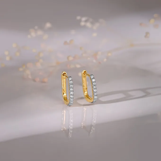 Gold Bold Circles Diamond J Hoop Earrings