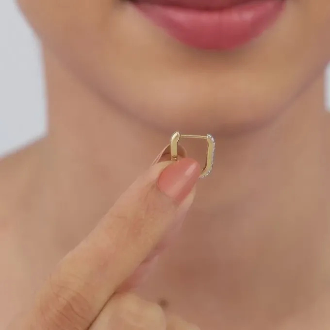 Gold Bold Circles Diamond J Hoop Earrings