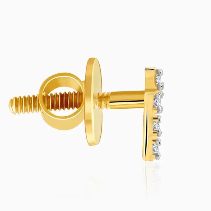 Gold Bolt Lab Grown Diamond Earrings