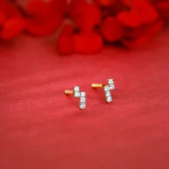 Gold Bolt Lab Grown Diamond Earrings
