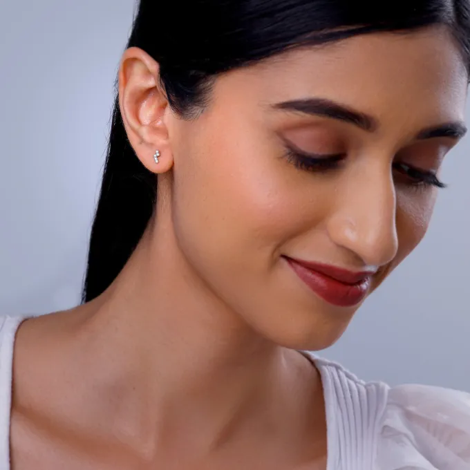 Gold Bolt Lab Grown Diamond Earrings