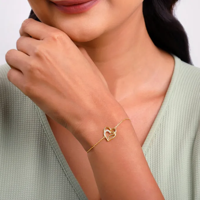 Gold Bonded Hearts Bracelet