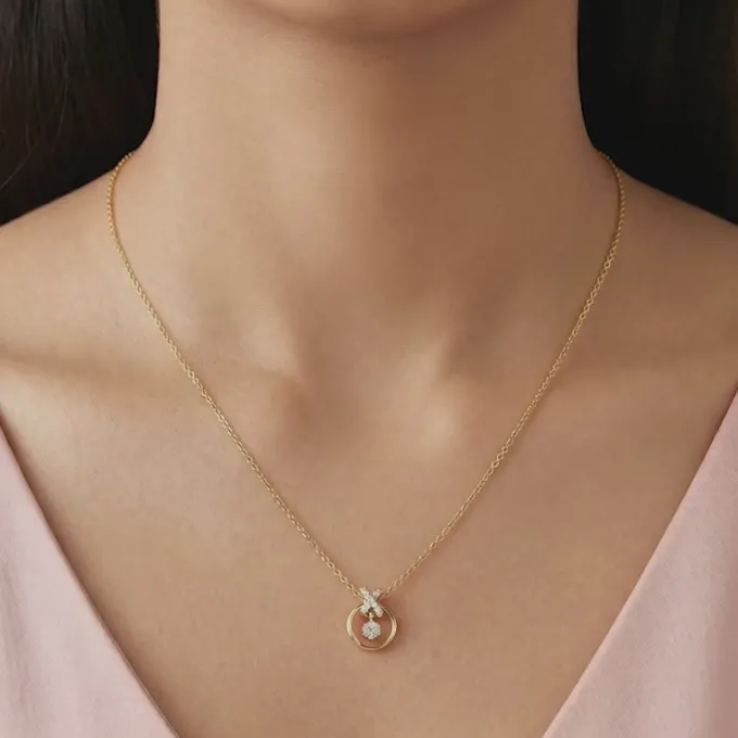 Gold Borealis Lab grown Diamond Pendant