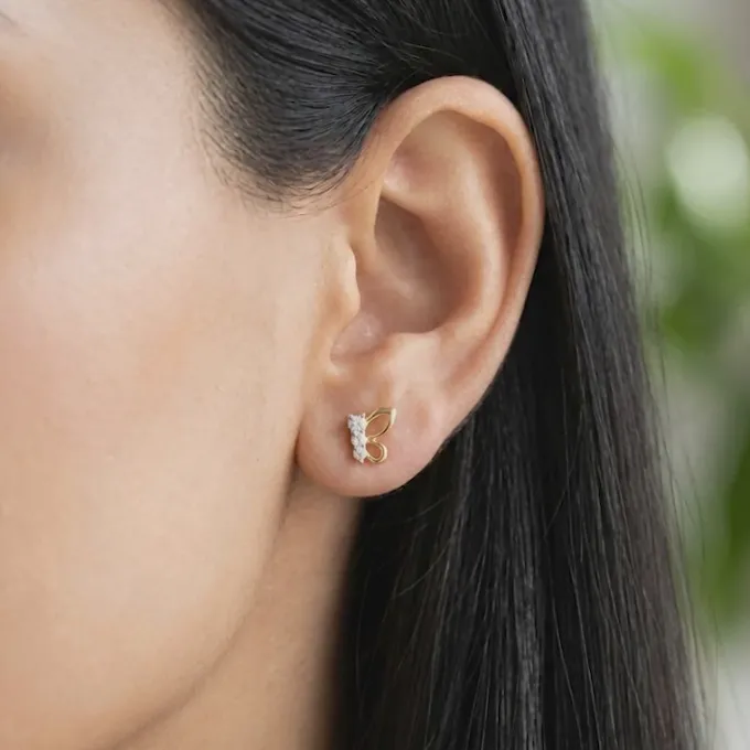 Gold Butterfly Poise Lab Grown Diamond Earrings
