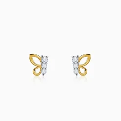 Gold Butterfly Poise Lab Grown Diamond Earrings