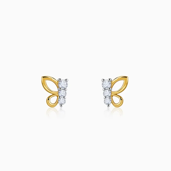 Gold Butterfly Poise Lab Grown Diamond Earrings