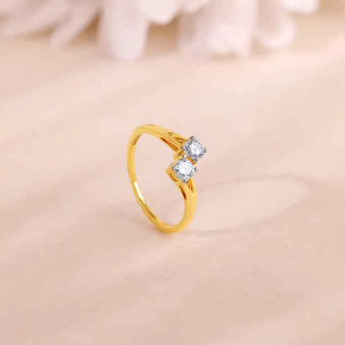 Gold Bypass Duo Solitaire Lab Grown Diamond Ring