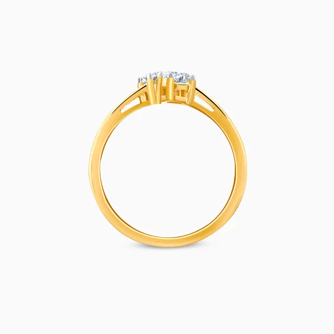 Gold Bypass Duo Solitaire Lab Grown Diamond Ring