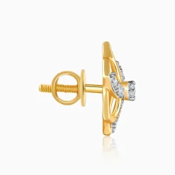 Gold Camellia Floral Lab Grown Diamond Earrings