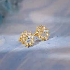 Gold Celeste Bloom Lab Grown Diamonds Earrings