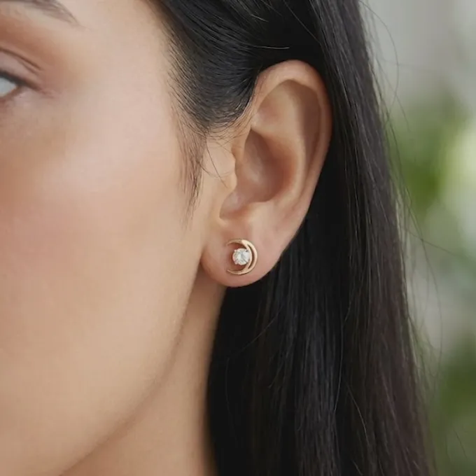 Gold Celestial Curve Lab Grown Diamond Earrings