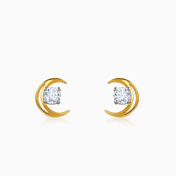 Gold Celestial Curve Lab Grown Diamond Earrings