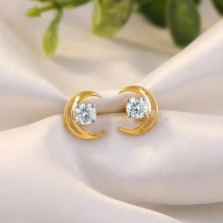 Gold Celestial Curve Lab Grown Diamond Earrings