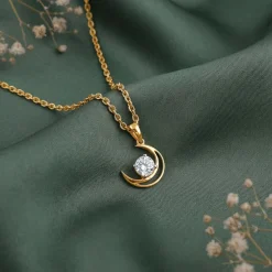 Gold Celestial Curve Lab Grown Diamond Pendant