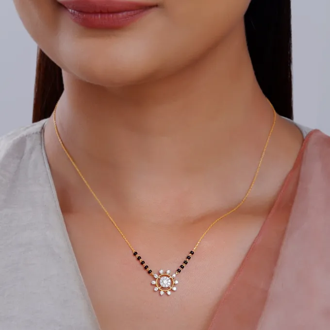 Gold Chandramukhi Lab Grown Diamond Mangalsutra