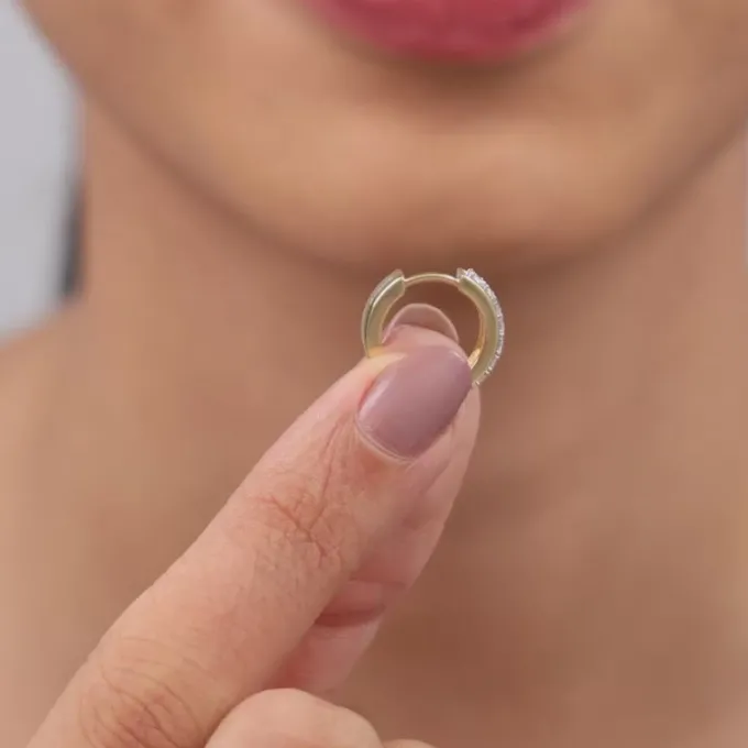 Gold Channel Lab Grown Diamond Hoop Earrings