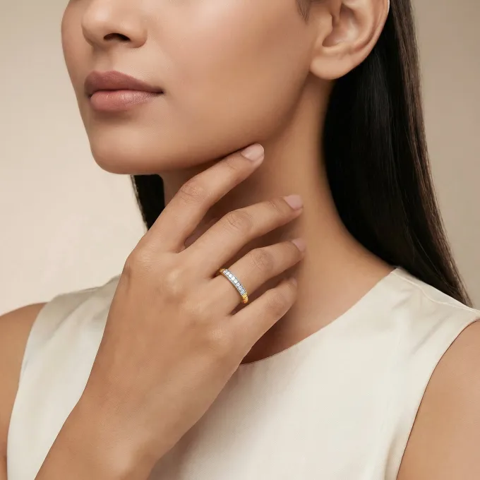 Gold Channel Set Lab grown Diamond Ring (Size 12)