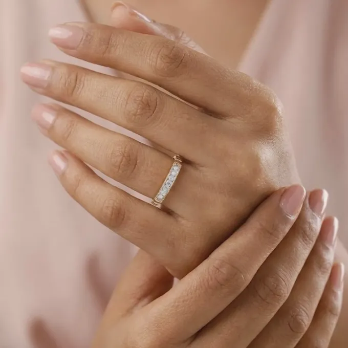 Gold Channel Set Lab grown Diamond Ring (Size 12)