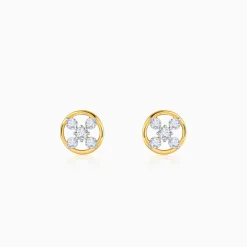 Gold Circle of Cross Lab Grown Diamond Studs