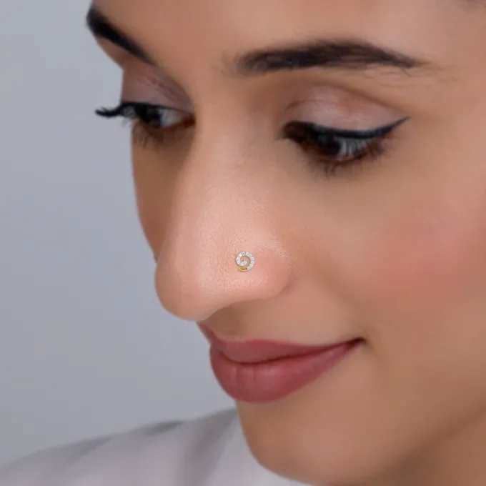 Gold Cirlia Lab Grown Diamond Nose Pin