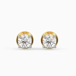 Gold Classic Solitaire Diamond Stud Earrings