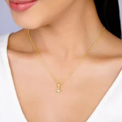 Gold Classic Square Diamond Pendant