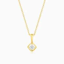 Gold Classic Square Diamond Pendant