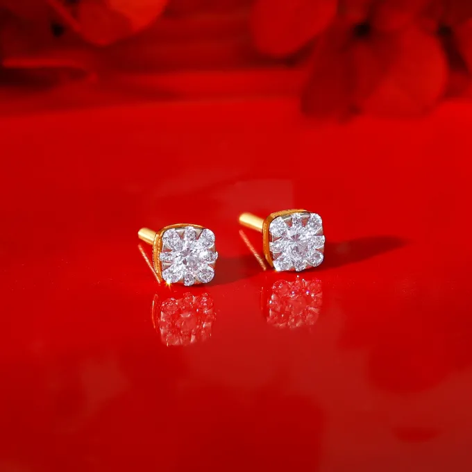 Gold Cosmic Star Lab Grown Diamond Earrings
