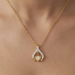 Gold Crocus Love Lab Grown Diamond Pendant