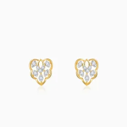 Gold Crystal Lure Lab Grown Diamond Stud Earrings