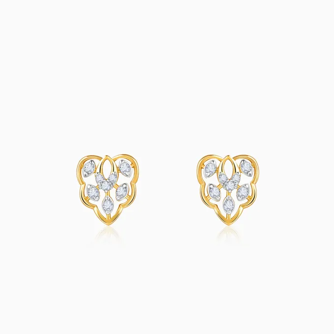 Gold Crystal Lure Lab Grown Diamond Stud Earrings