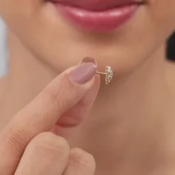 Gold Crystal Lure Lab Grown Diamond Stud Earrings